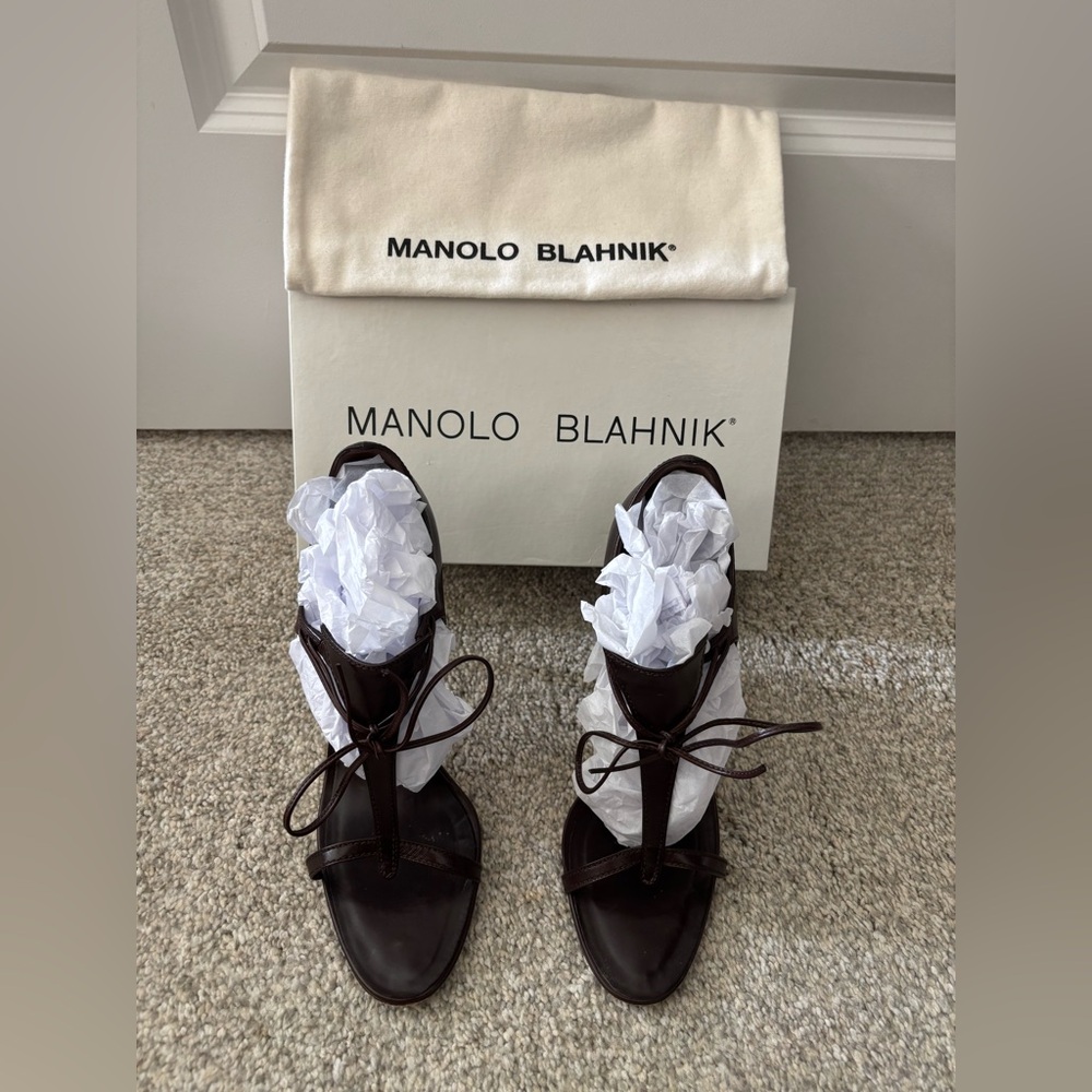 Manolo Blahnik Dark Brown Women's Sandals 3.5inch heel